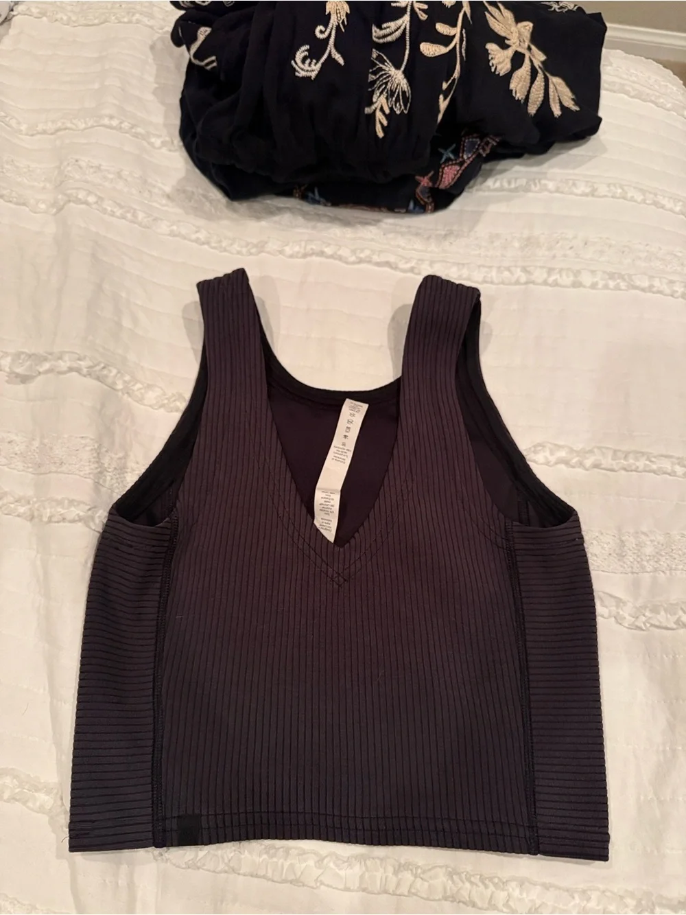 lululemon athletica Ribbed V-Neck Cropped Tank - Charcoal